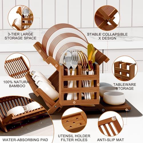 Three tier teak wood dish rack — photo 5