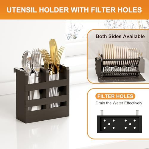 Black bamboo collapsible dish rack — photo 3