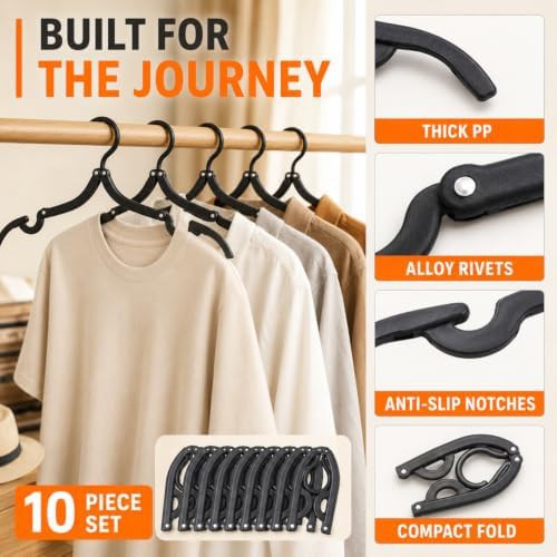 Ten piece foldable travel hanger set — photo 5