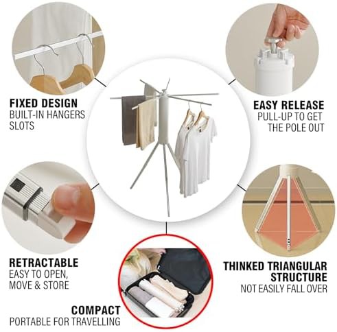 Portable foldable small silver clothes drying rack — photo 4