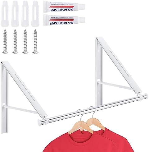 White aluminum wall mounted folding drying rack