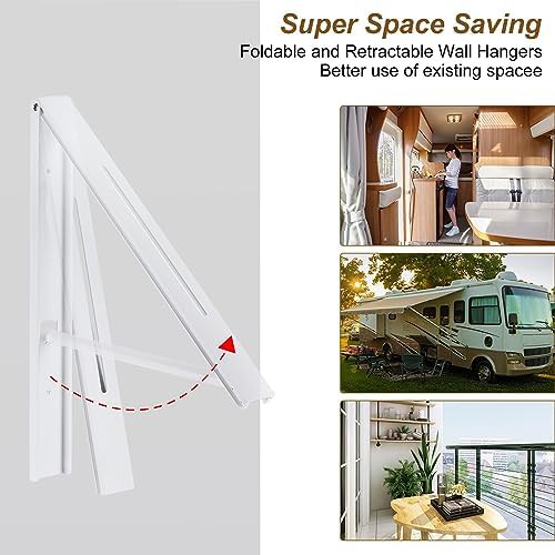 White aluminum wall mounted folding drying rack — photo 3