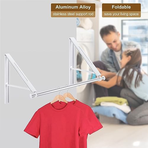 White aluminum wall mounted folding drying rack — photo 4