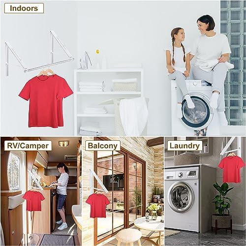 White aluminum wall mounted folding drying rack — photo 5