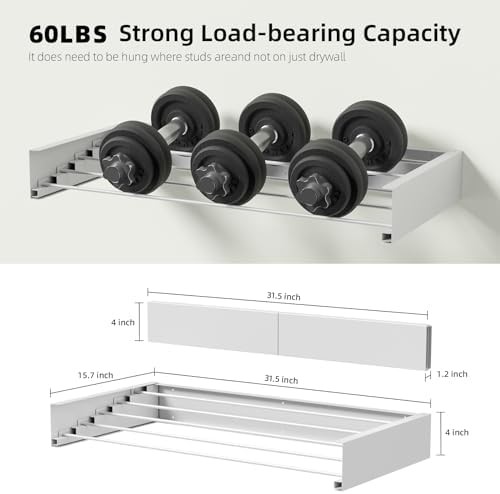 White aluminum 31.5 inch wall mounted rack — photo 5