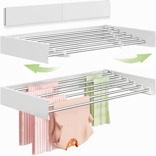 White 40-inch wall mounted clothes drying rack
