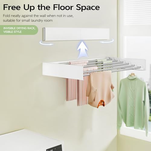 White 40-inch wall mounted clothes drying rack — photo 3
