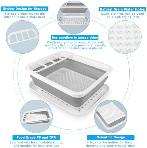 Collapsible sink organizer and dish drainer — photo 4