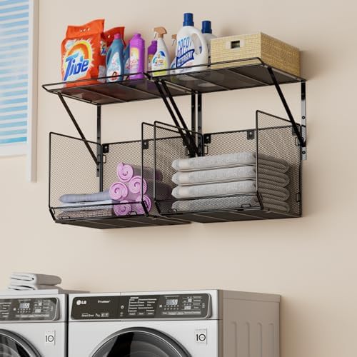 Black metal over washer drying racks