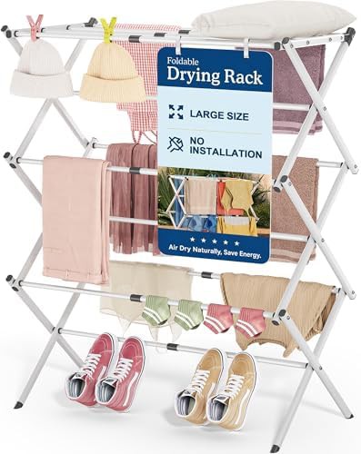 White three tier retractable apartment rack