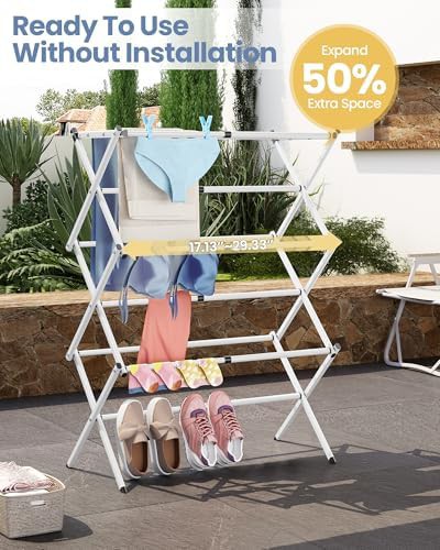 White three tier retractable apartment rack — photo 5