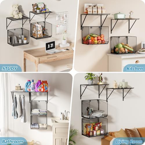 Wall mounted wire mesh laundry shelves — photo 5