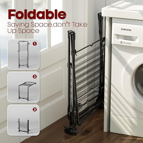 Three tier collapsible black garment drying station — photo 3