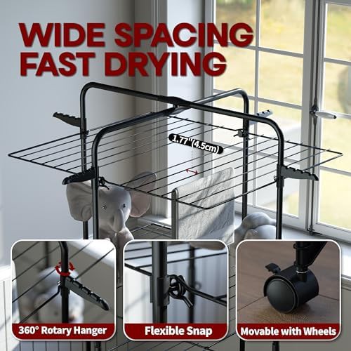 Three tier collapsible black garment drying station — photo 4