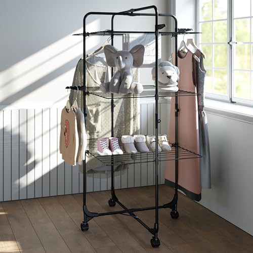 Three tier collapsible black garment drying station — photo 5