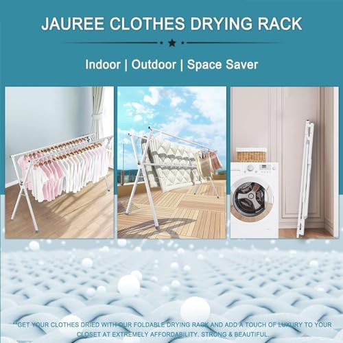 White heavy duty folding clothes drying rack 95 in — photo 5