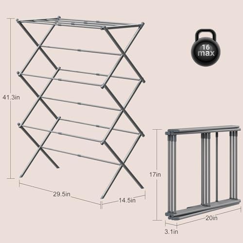 Small grey collapsible clothes drying rack — photo 3