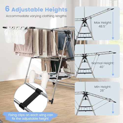 Six level adjustable three tier clothes rack — photo 4