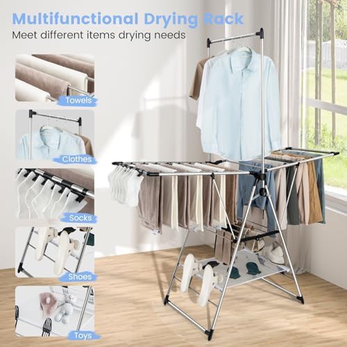 Six level adjustable three tier clothes rack — photo 5