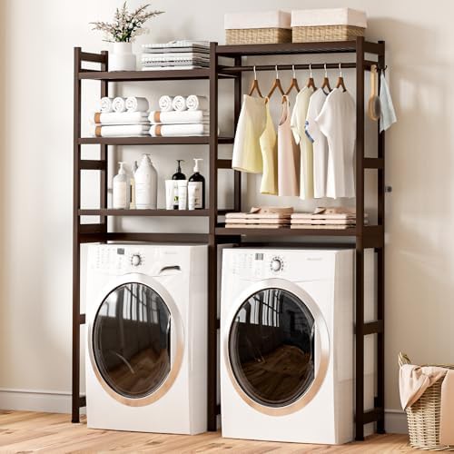 Brown bamboo five tier storage shelf — photo 2