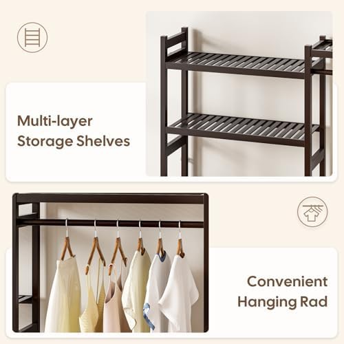 Brown bamboo five tier storage shelf — photo 3