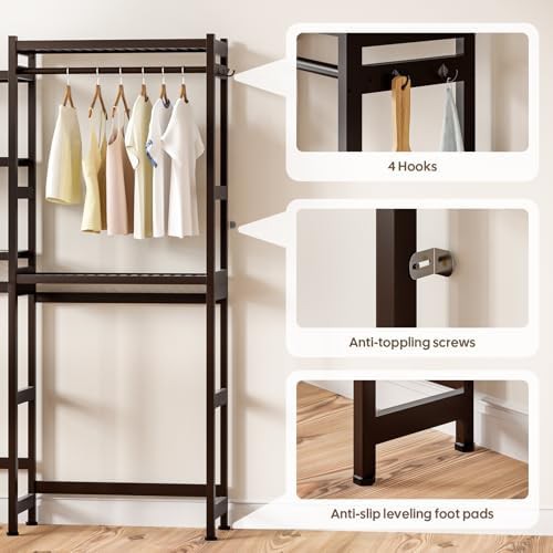 Brown bamboo five tier storage shelf — photo 4