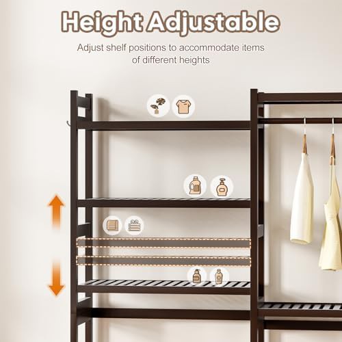 Brown bamboo five tier storage shelf — photo 5