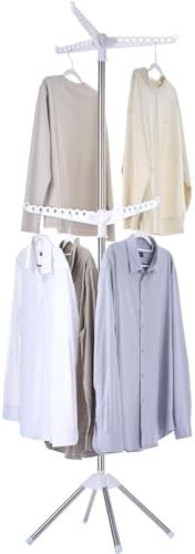 White two tier rotating laundry rack
