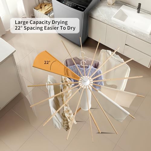Wooden rods tripod foldable clothes drying rack — photo 5