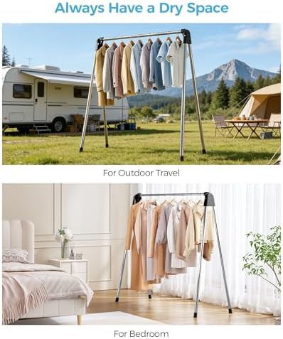 Heavy duty stainless steel collapsible clothes rack — photo 3