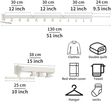 Wall mounted tri-fold white drying rack — photo 4