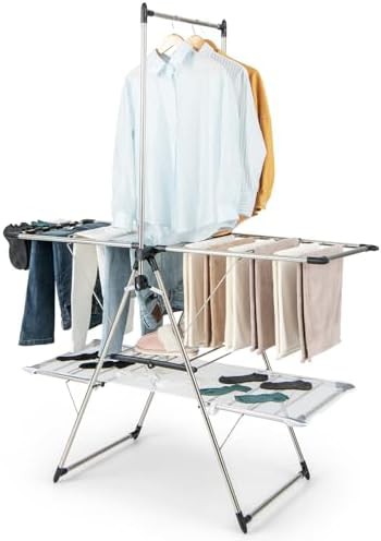 Freestanding foldable gullwing laundry dryer