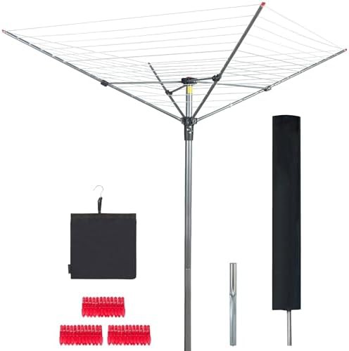 Rotary outdoor umbrella clothesline drying rack