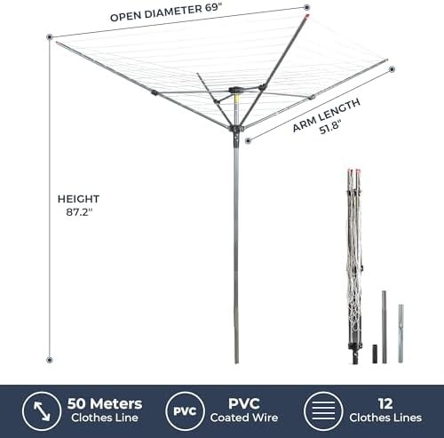 Rotary outdoor umbrella clothesline drying rack — photo 5