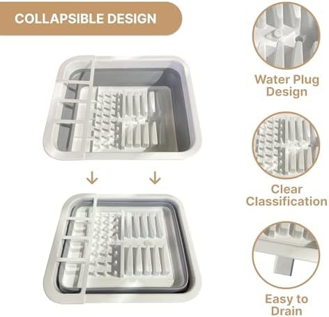 Collapsible dish rack with cutlery compartment — photo 3