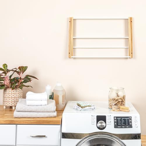 White wall mount extendable drying rack — photo 3