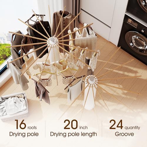 Freestanding wooden tripod laundry drying rack — photo 4