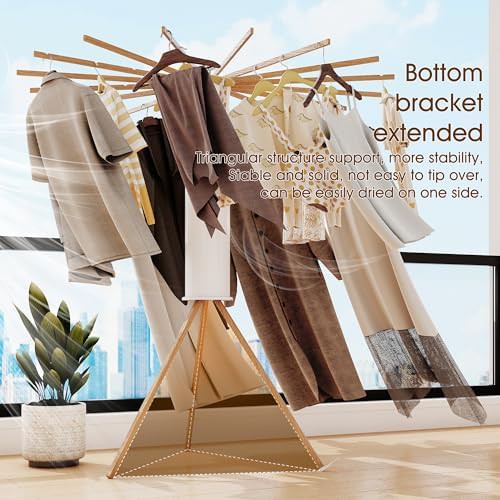 Freestanding wooden tripod laundry drying rack — photo 5