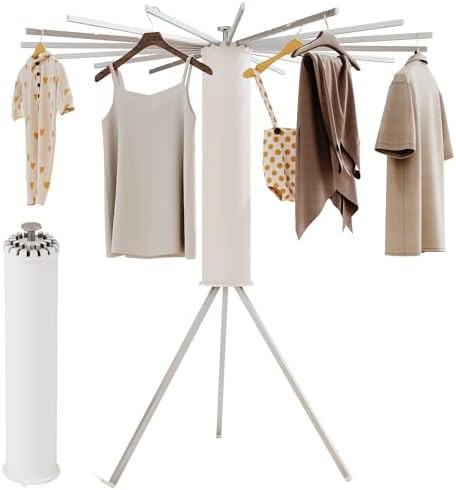 Aluminum tripod folding clothes drying rack