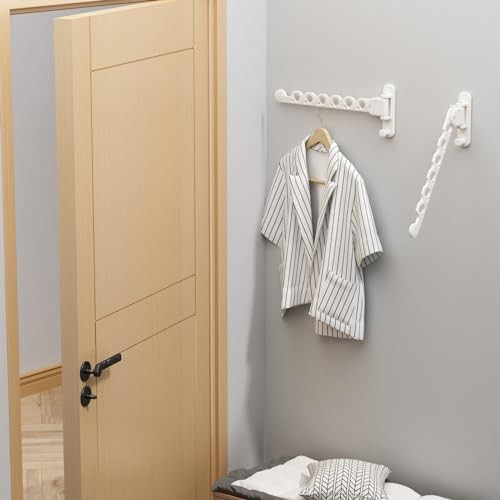 White aluminum wall mounted laundry rack — photo 4