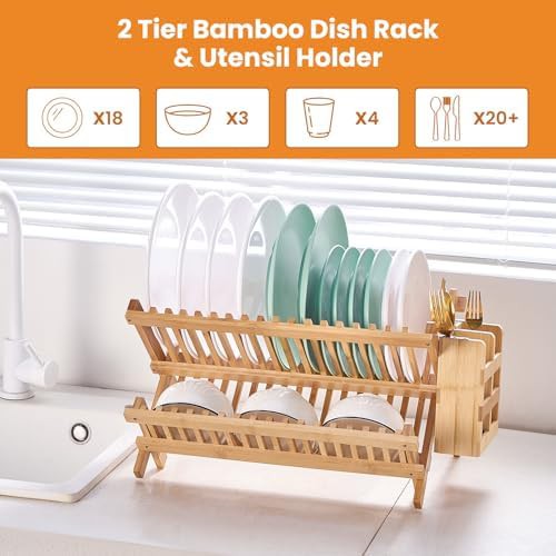 Two pack wooden collapsible dish drying rack — photo 3