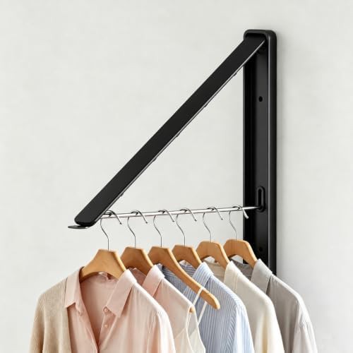Compact folding wall clothes hanger rack