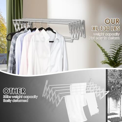 Silver wall mounted retractable clothes rack — photo 5