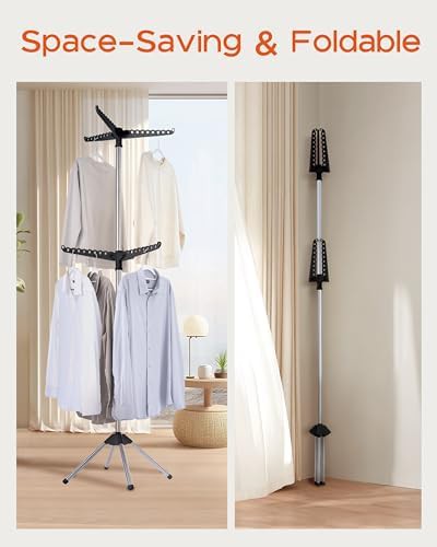 Black two tier rotating laundry rack — photo 3