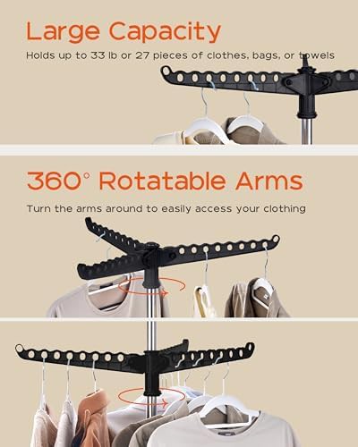 Black two tier rotating laundry rack — photo 4