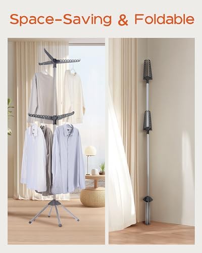 Grey two tier rotating laundry rack — photo 3