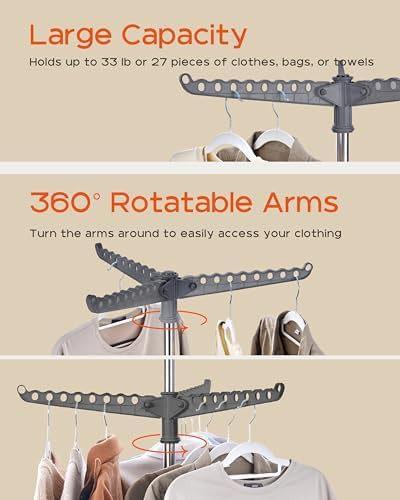 Grey two tier rotating laundry rack — photo 4