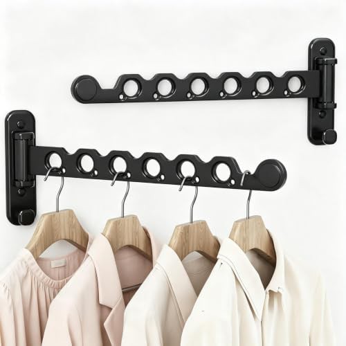 Black aluminum folding wall mounted rack