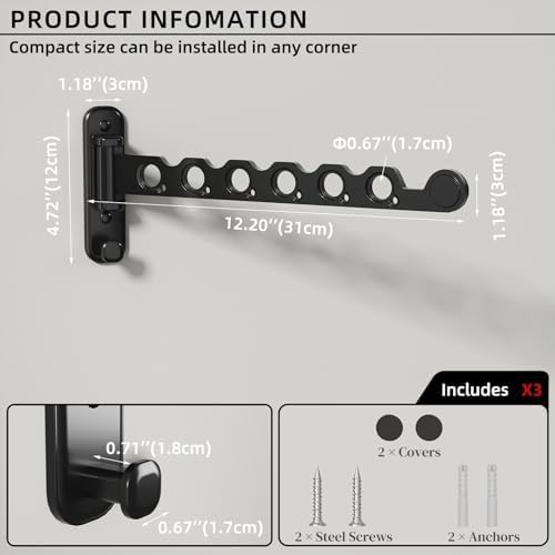 Black aluminum folding wall mounted rack — photo 4