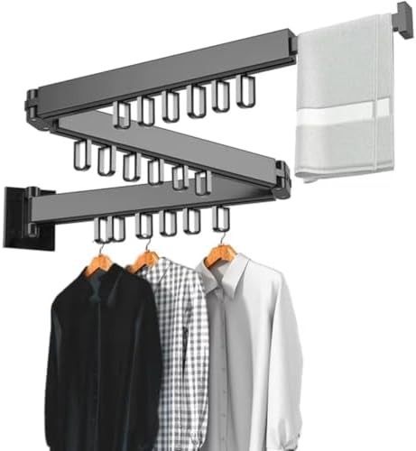 Grey aluminum retractable wall mounted rack